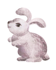 Watercolor easter bunny illustration. Happy easter bunnies.