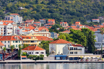 Fototapeta na wymiar Embankment in Tivat. Boka Kotorska Bay. Vrmac Peninsula. Montenegro.