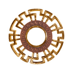 Golden frame for paintings, mirrors or photo isolated on white background. Design element with clipping path