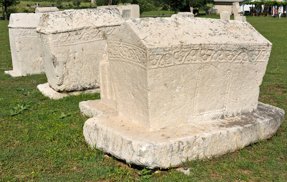 Stecak tombstones at Radimlja necropolis, Stolac, Bosnia and Herzegovina