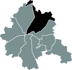 Black location map of the Kharkovian Kyivskyi district (raion) of Kharkiv, Ukraine