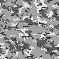 Fototapeta na wymiar Camouflage gray camouflage pattern, trendy vector print. Ornament