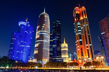 Doha City downtown, Qatar at night
