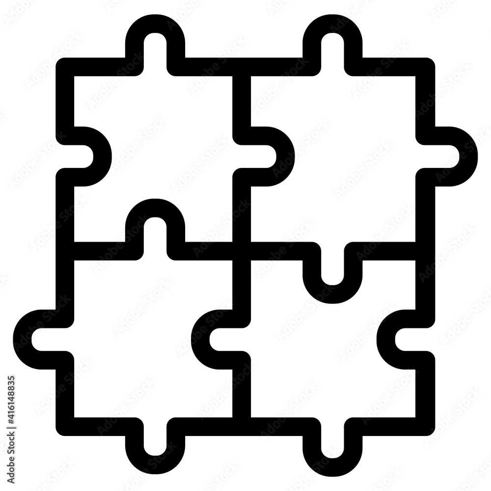 Poster puzzle vector icon unit and team work icon, teamwork line icons, for mobile and web, isolated on whi