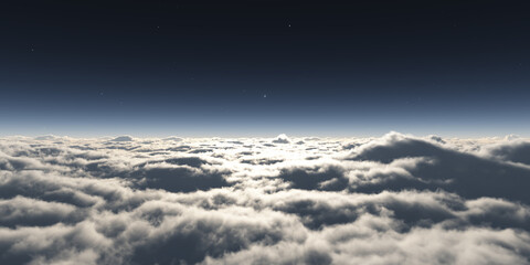 dream fly above clouds ray light