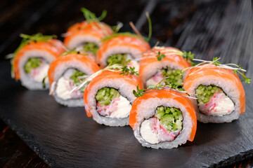 Sushi on a dark background
