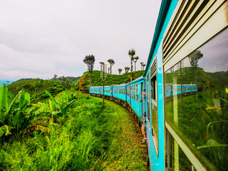 High Mountain blue train from Nuwara Eliya to Ella. Sri Lanka