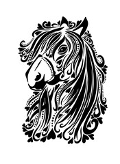 Horse face. Tattoo. Vector illustration