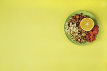 healthy food fruits and nuts protein