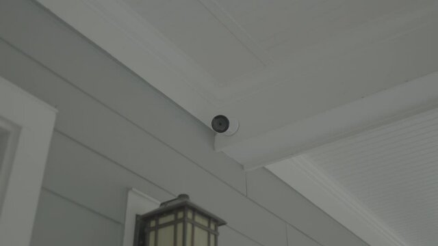 Wide shot of security camera outside