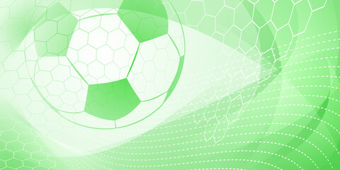 Football or soccer background with big ball in green colors