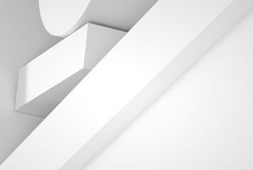Abstract minimal architectural background. White geometric 3 d