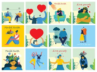 Mental health illustration concept. Psychology visual interpretation of mental health.