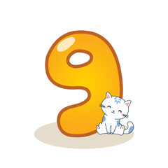 happy birthday card illustration vector background child graphic design number nine baby shower  banner poster 