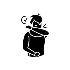 Cough and sneeze rules glyph icon.Cover your mouth and nose when you sneeze.Virus protection. Filled flat sign. Isolated silhouette vector illustration