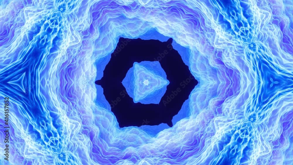 Poster smooth looped animation of 3d abstract soft matte shape like flower or mandala, symmetrical structur