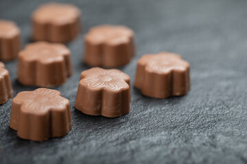 Some of chocolate candies on a dark background