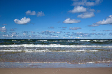 Fototapeta na wymiar Beach and sea. The Baltic Sea coast in Dębki