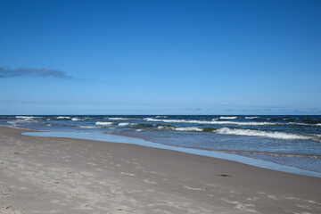 Fototapeta na wymiar Beach and sea. The Baltic Sea coast in Dębki