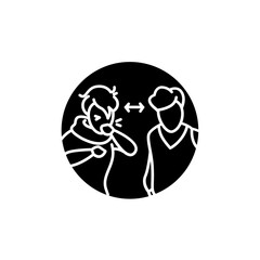 Avoid contact glyph icon.Safe distance. Keep social distancing.Coronavirus,flu and influenza infection prevention.Protect yourself.Filled flat sign. Isolated silhouette vector illustration