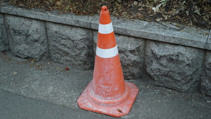 Old street red color Traffic cone