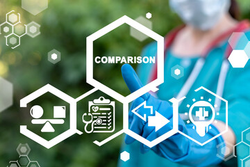 Medical concept of comparison. Health care comparisons.