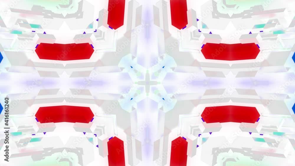 Poster 4k abstract looped white sci-fi light bg with symmetrical geometric pattern like mandala or kaleidos