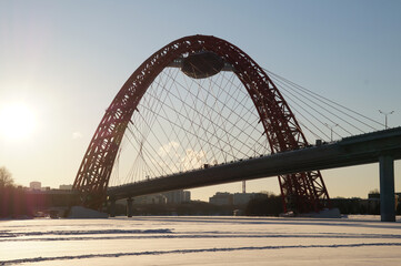 red picturesque bridge in moscow
