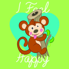 Illustration vector cute monkey cartoon