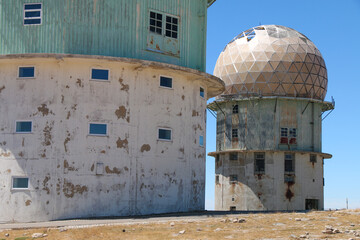 Old grunge looking abandoned observatory on top of serra da estrella, Portugal, EU, highest...