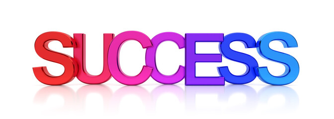 Colorful word success 3d render.