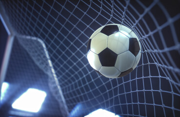 Soccer ball, scoring the goal and moving the net.
