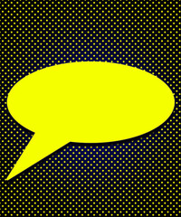 Retro styl, navy background with yellow dots, talk clouds, pop art, bright clouds, retro, vintage, navy background with gradient © Beata