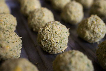 Raw falafel batter ready to fry