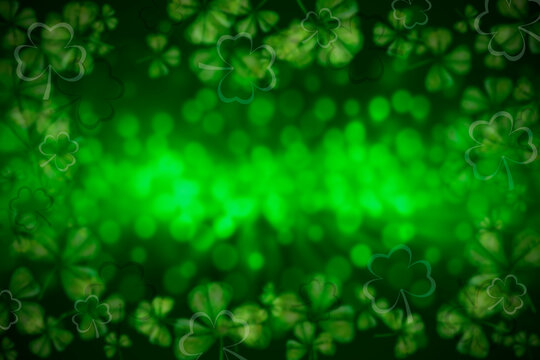 Blurred background with fern leaves. St.Patrick 's Day