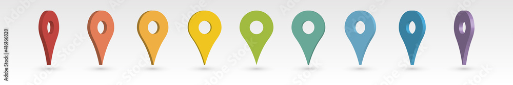 Aufkleber set of 3d colorful map pointers