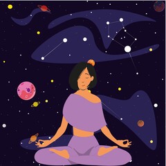 picture meditation. connection with the Universe.yoga. calm.nirvana.peace