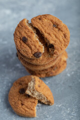 Some of delicious cookies on a gray background