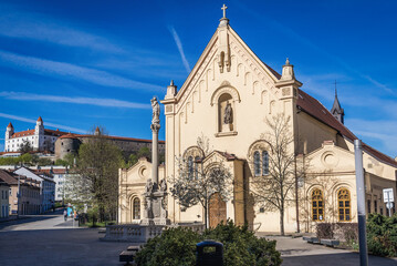 Fototapeta na wymiar Exterior of Capuchin church in Bratislava capital city, Slovakia
