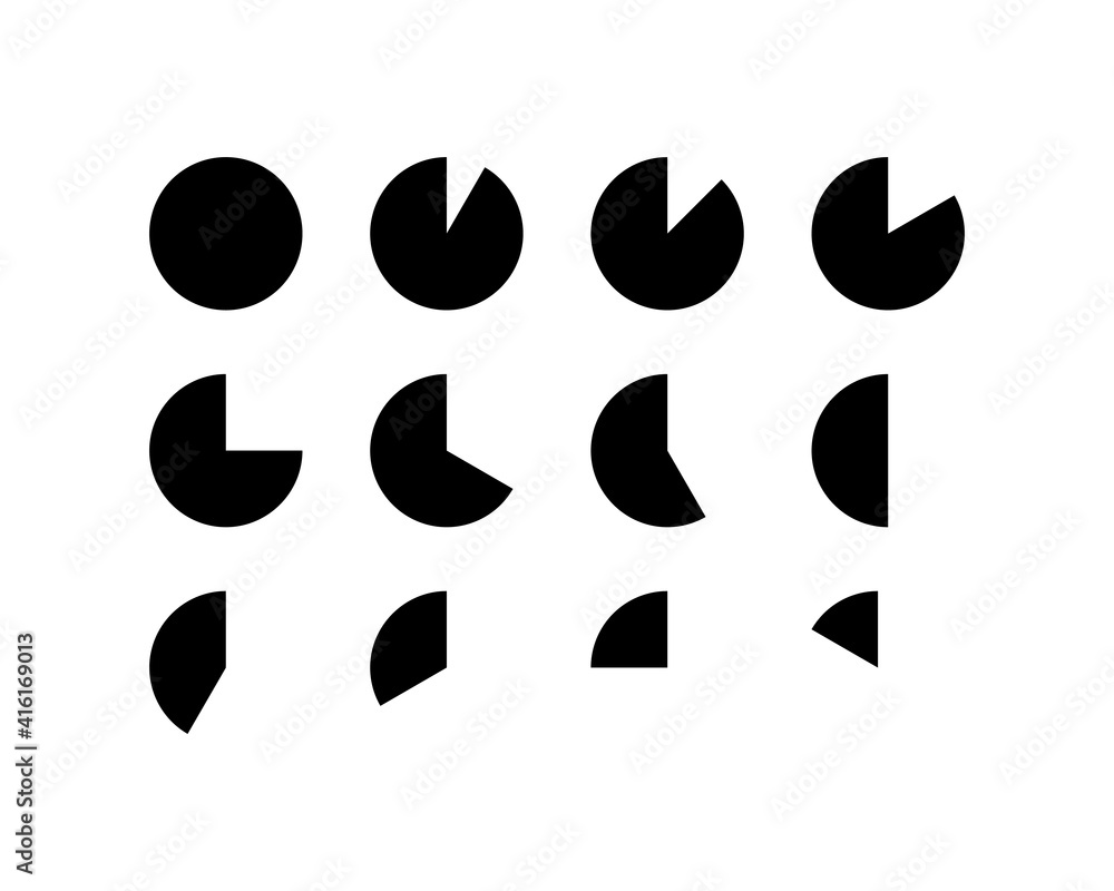 Poster pie chart icon set in trendy flat style isolated on white background. graph symbol for your web site