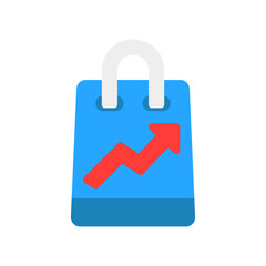 Shopping bag icon vector illustration in flat style about marketing and growth for any projects