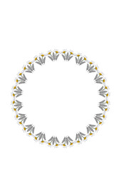 A frame of daisy flowers on a white background, the A4 format is vertical. Flowers, plants. Cover for a book or notepad. Pattern.