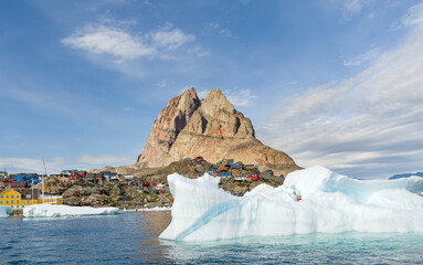The town Uummannaq, northwest of Greenland, located on an island in the Uummannaq Fjord System. © Danita Delimont