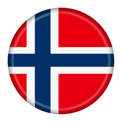 Norway flag button 3d illustration with clipping path