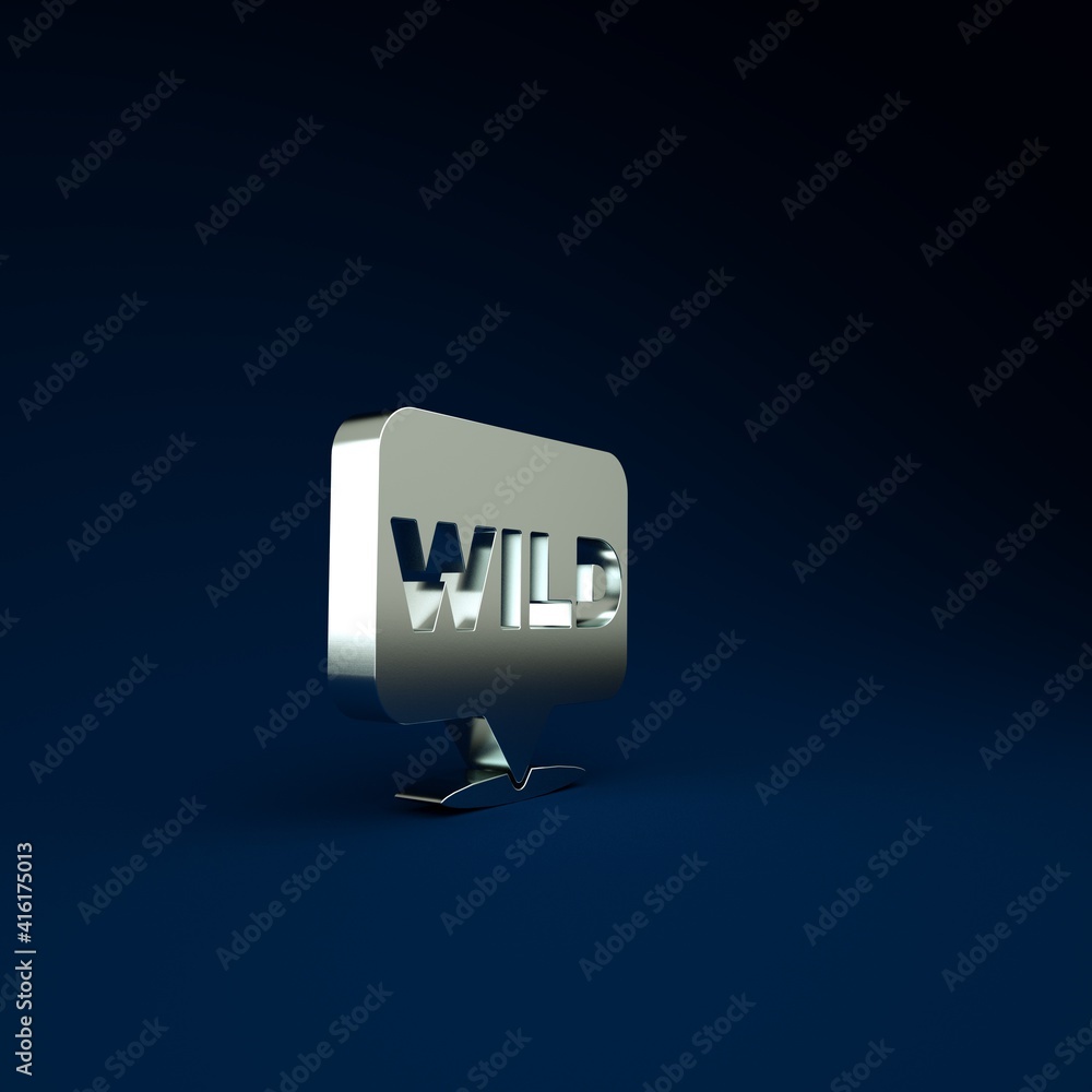Poster silver pointer to wild west icon isolated on blue background. western signboard, message board, sign