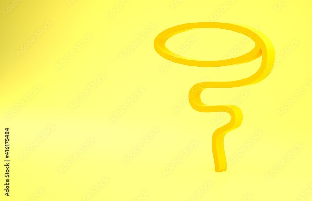 Wall mural yellow lasso icon isolated on yellow background. minimalism concept. 3d illustration 3d render