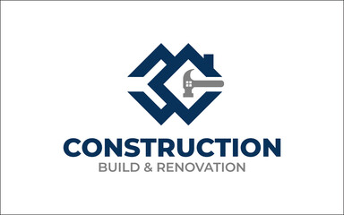 Obraz premium Illustration vector graphic of Construction, home repair, and Building Concept Logo Design template-05