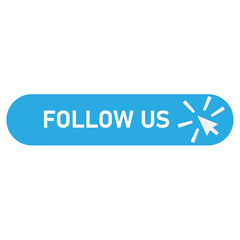follow us banner icon on white backgroud. follow us with cursor button sign. flat style. label with cursor button symbol.