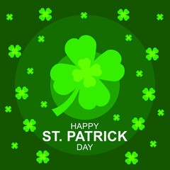 happy patrick's day background design in green color. patrick's day poster design in green color. clover leaf icon.