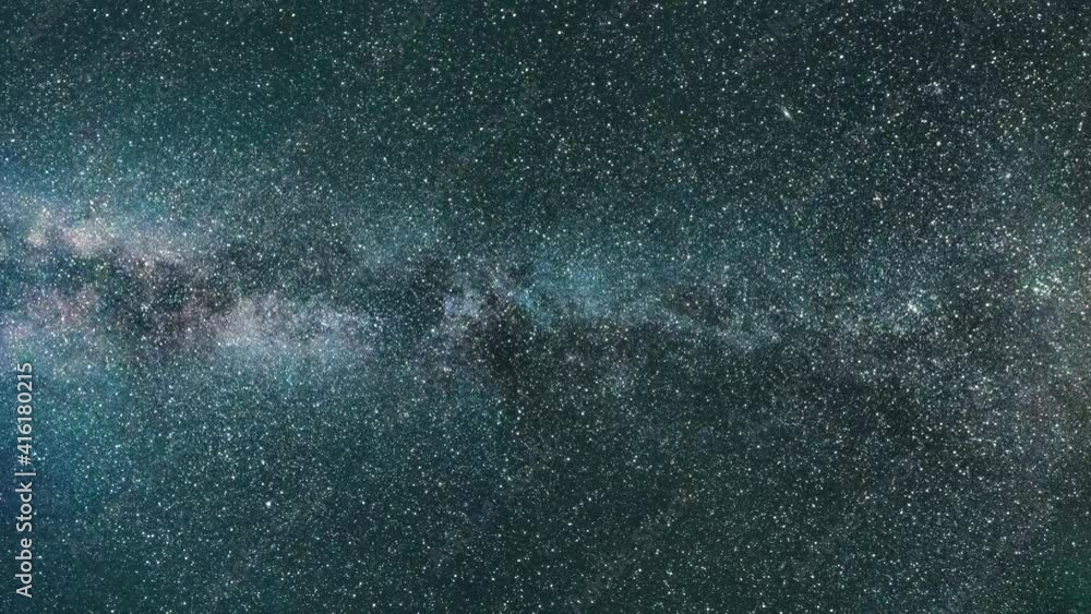 Wall mural travel through the starry space inside the dark green andromeda galaxy. view of the cosmos and the m